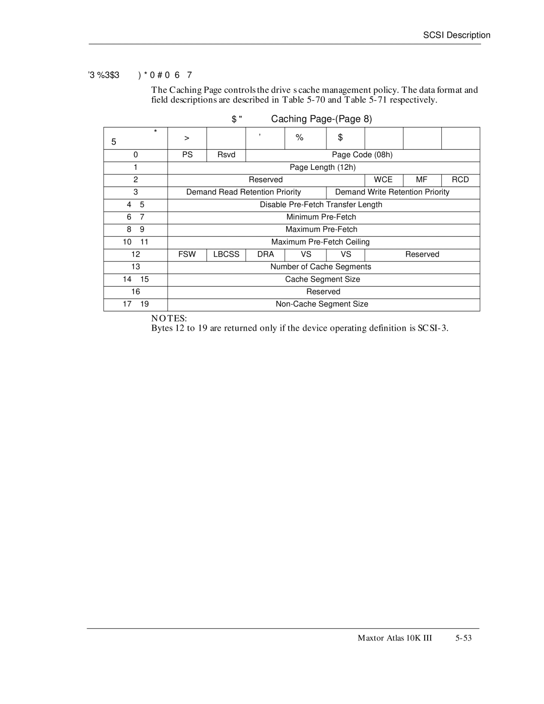 Maxtor 10K III manual Field descriptions are described in -70and -71respectively, Caching Page-Page, Wce, Lbcss 