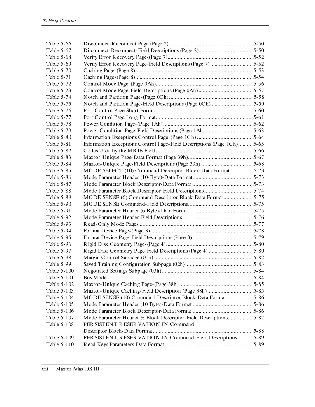 Maxtor 10K III manual Disconnect-Reconnect-Field Descriptions, Verify Error Recovery Page-Field Descriptions 