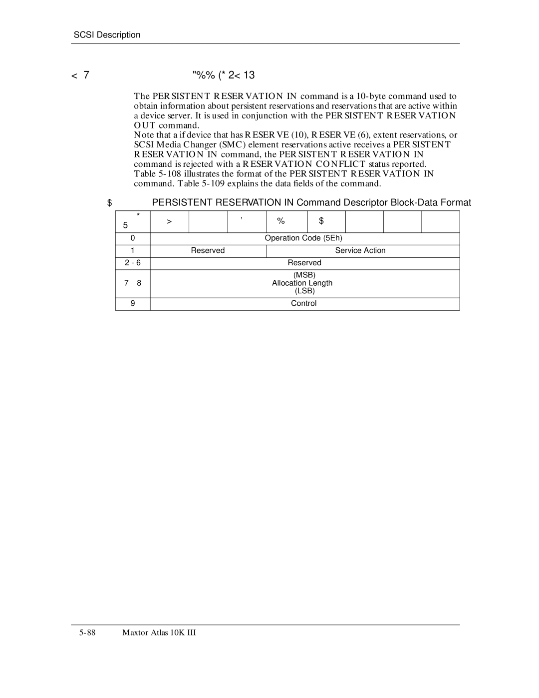 Maxtor 10K III manual 108, Reserved Service Action 