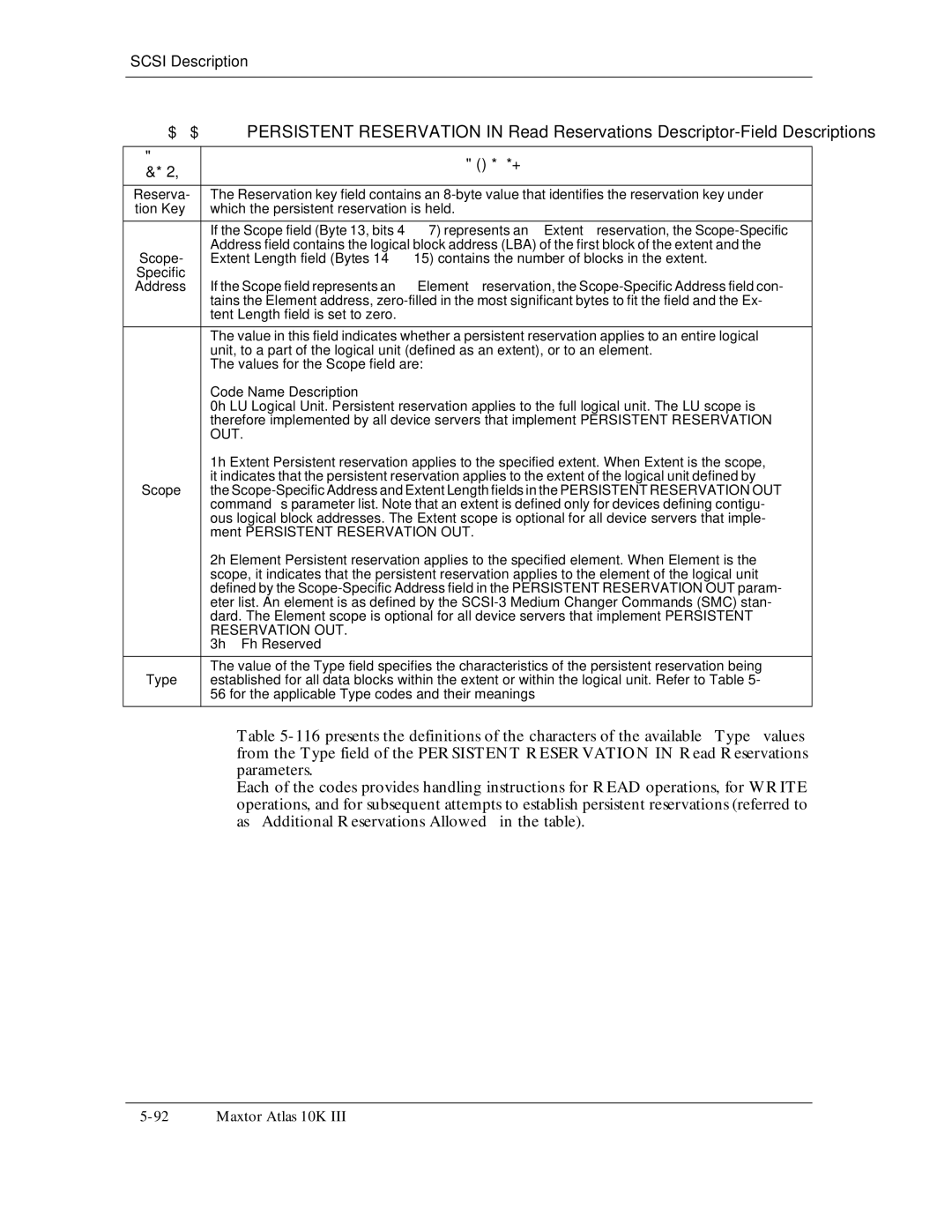 Maxtor 10K III manual Parameters, As Additional Reservations Allowed in the table, Ment Persistent Reservation OUT 