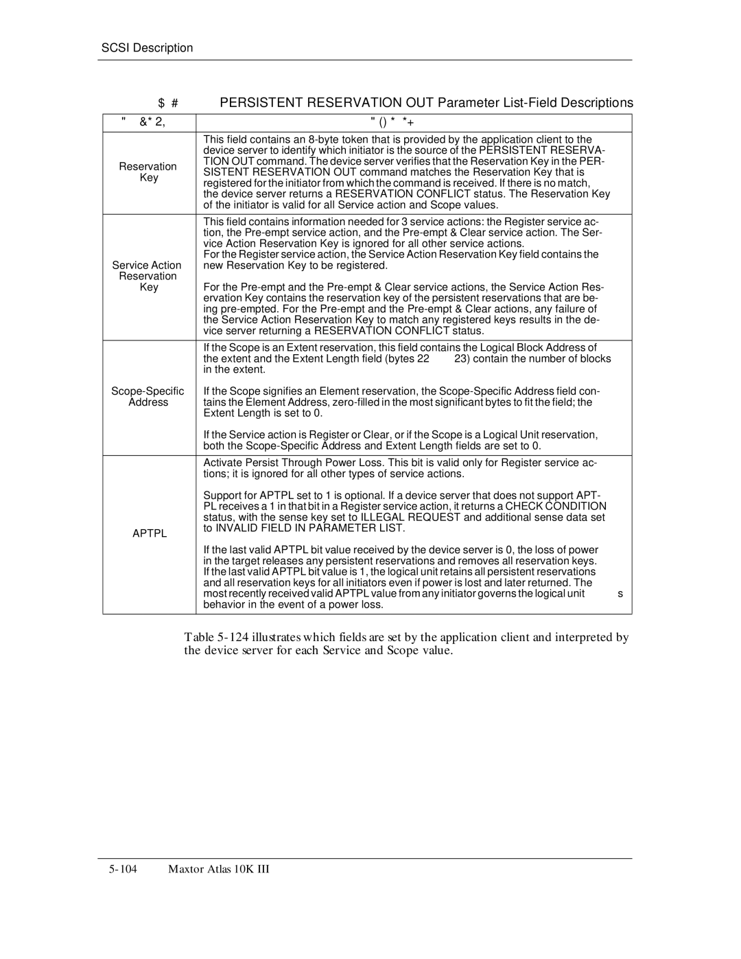 Maxtor 10K III manual To Invalid Field in Parameter List, Behavior in the event of a power loss 