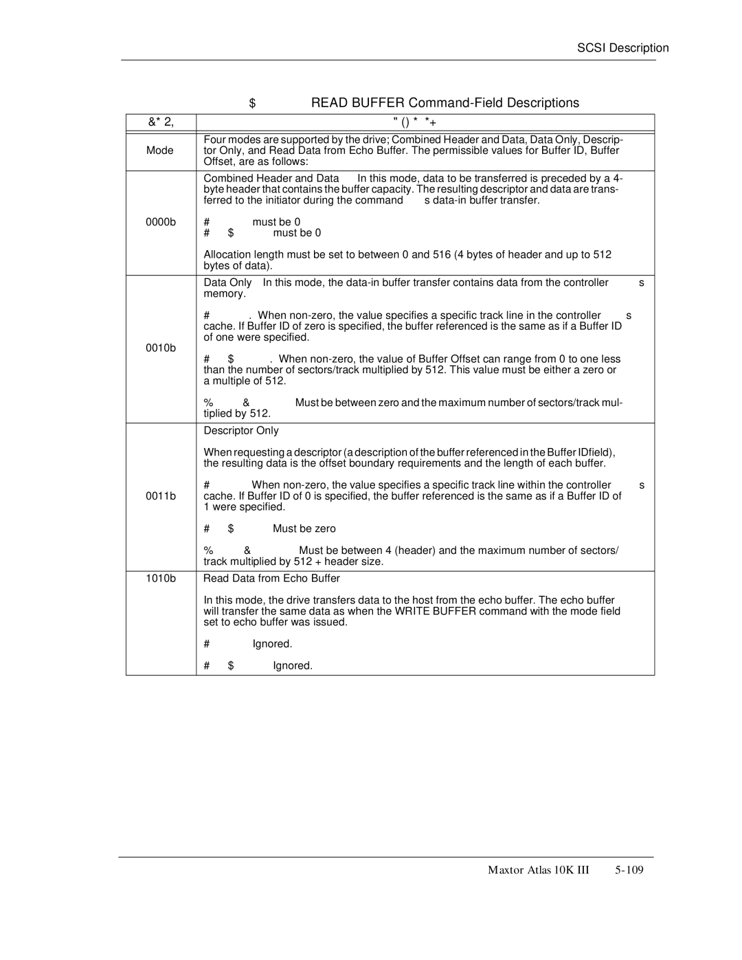 Maxtor 10K III manual Read Buffer Command-Field Descriptions, 0010b, Multiple 