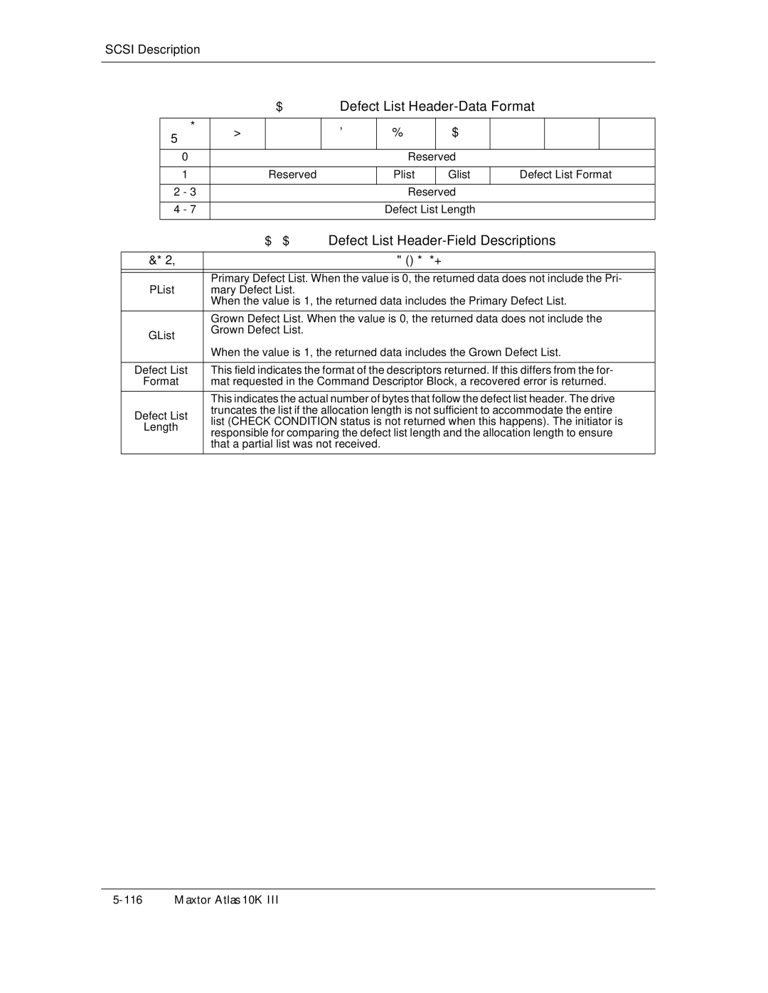 Maxtor 10K III manual Defect List Header-Data Format, Mary Defect List 