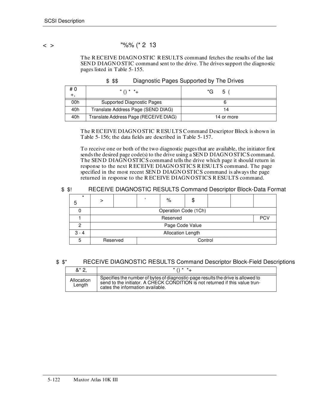 Maxtor 10K III manual 157, $VG0$KV 155, Pcv, Code Value Allocation Length Reserved Control, Cates the information available 