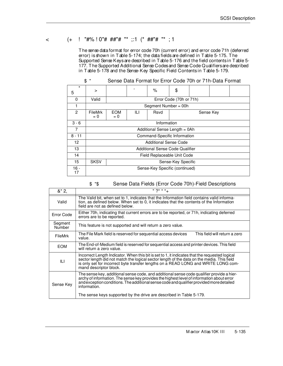 Maxtor 10K III manual 174, Sense Data Format for Error Code 70h or 71h-Data Format, Eom Ili, Sksv 