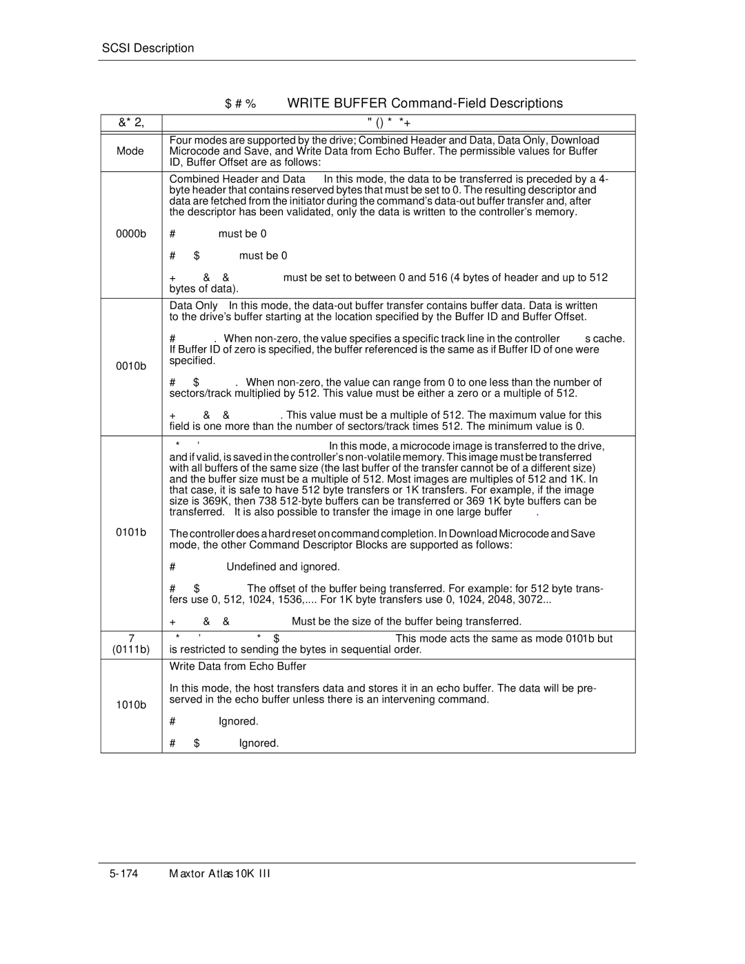 Maxtor 10K III manual Write Buffer Command-Field Descriptions 