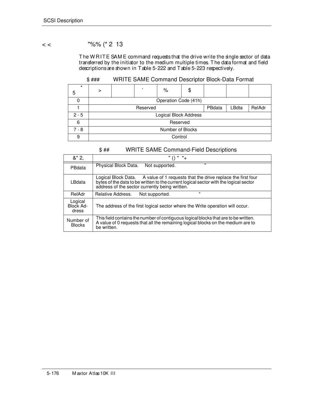 Maxtor 10K III manual Write Same Command Descriptor Block-Data Format, LBdata 