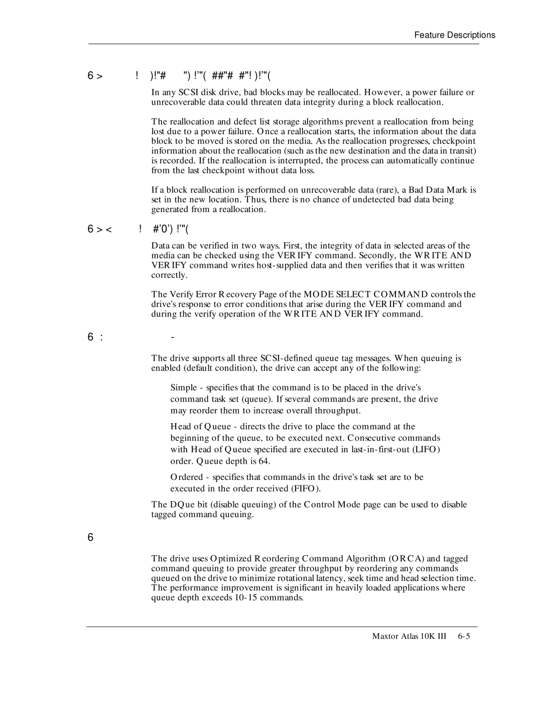 Maxtor 10K III manual Feature Descriptions 