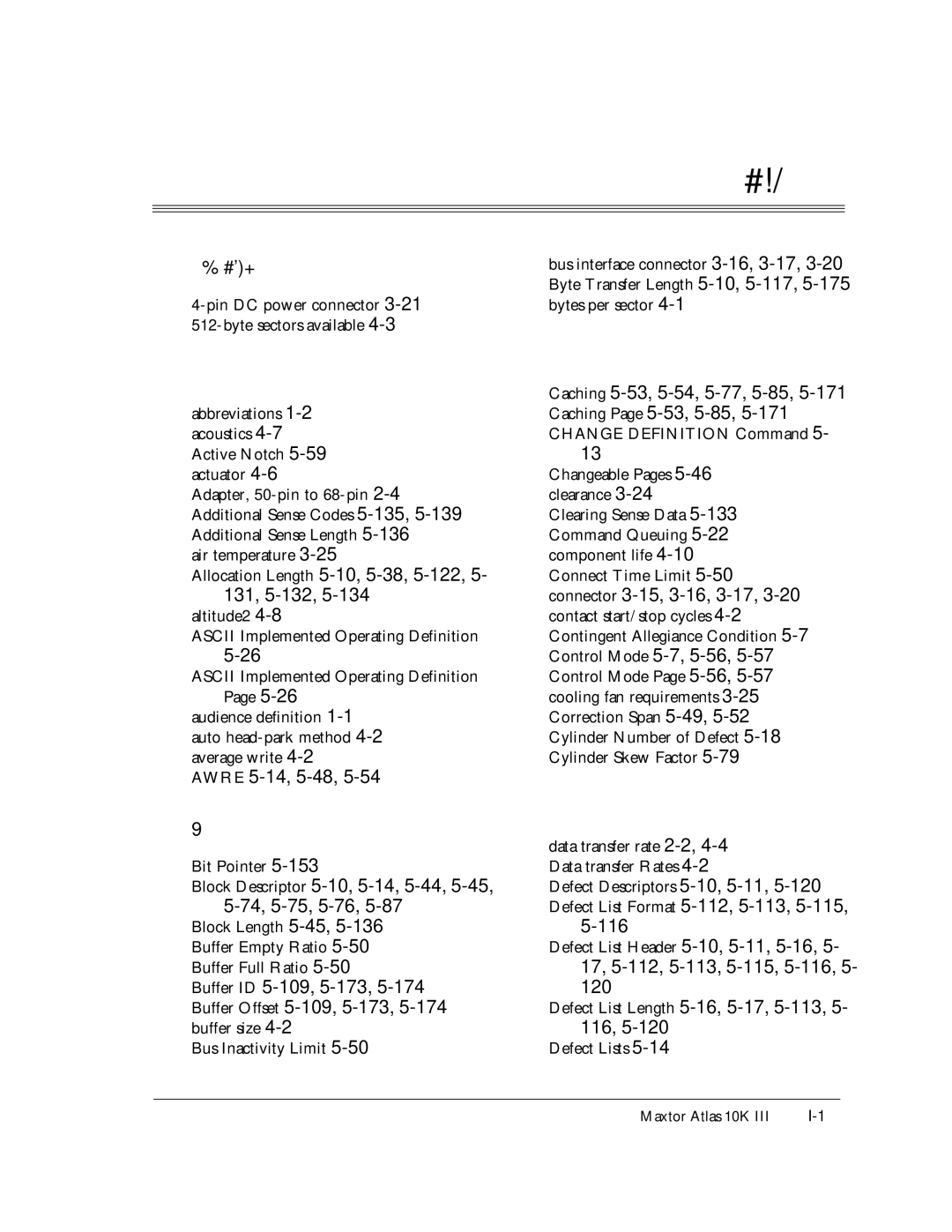 Maxtor 10K III manual Allocation Length 5-10,5-38,5-122, 5- 131, 5-132,5-134 