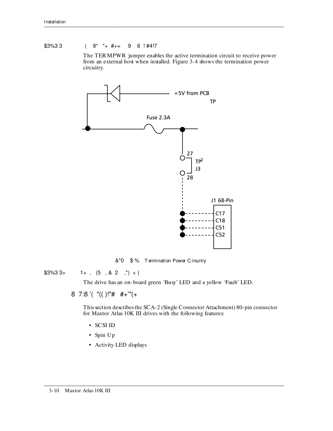 Maxtor 10K III manual Termination Power Circuitry, Spin Up Activity LED displays 