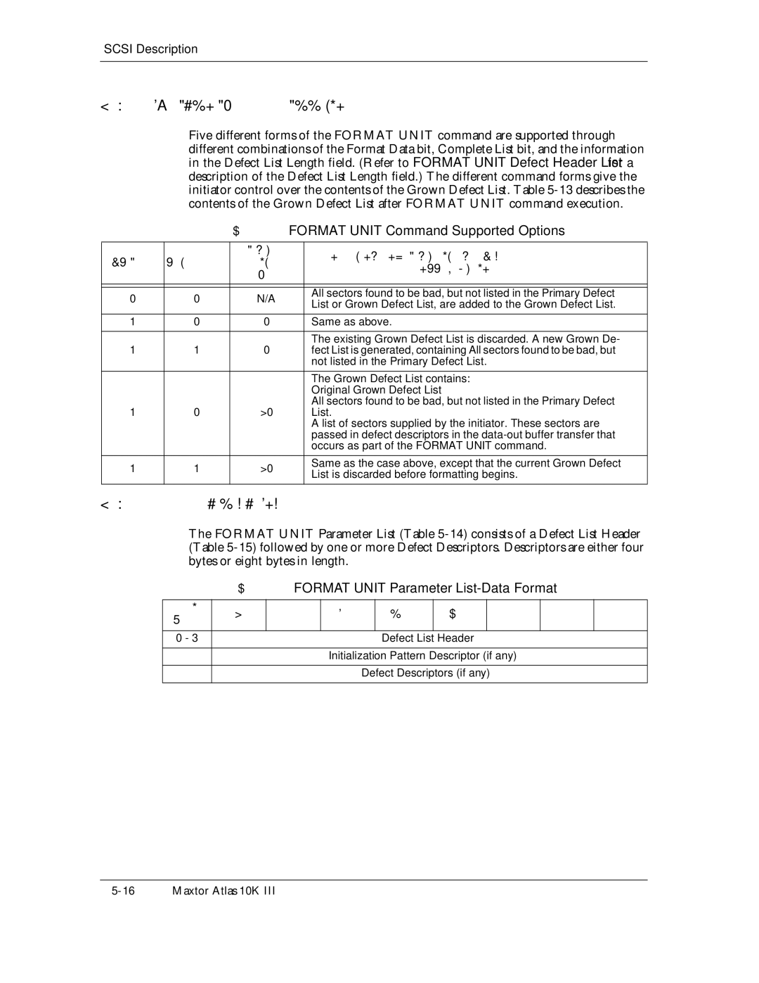 Maxtor 10K III manual 013, Format Unit Command Supported Options, Bytes or eight bytes in length 