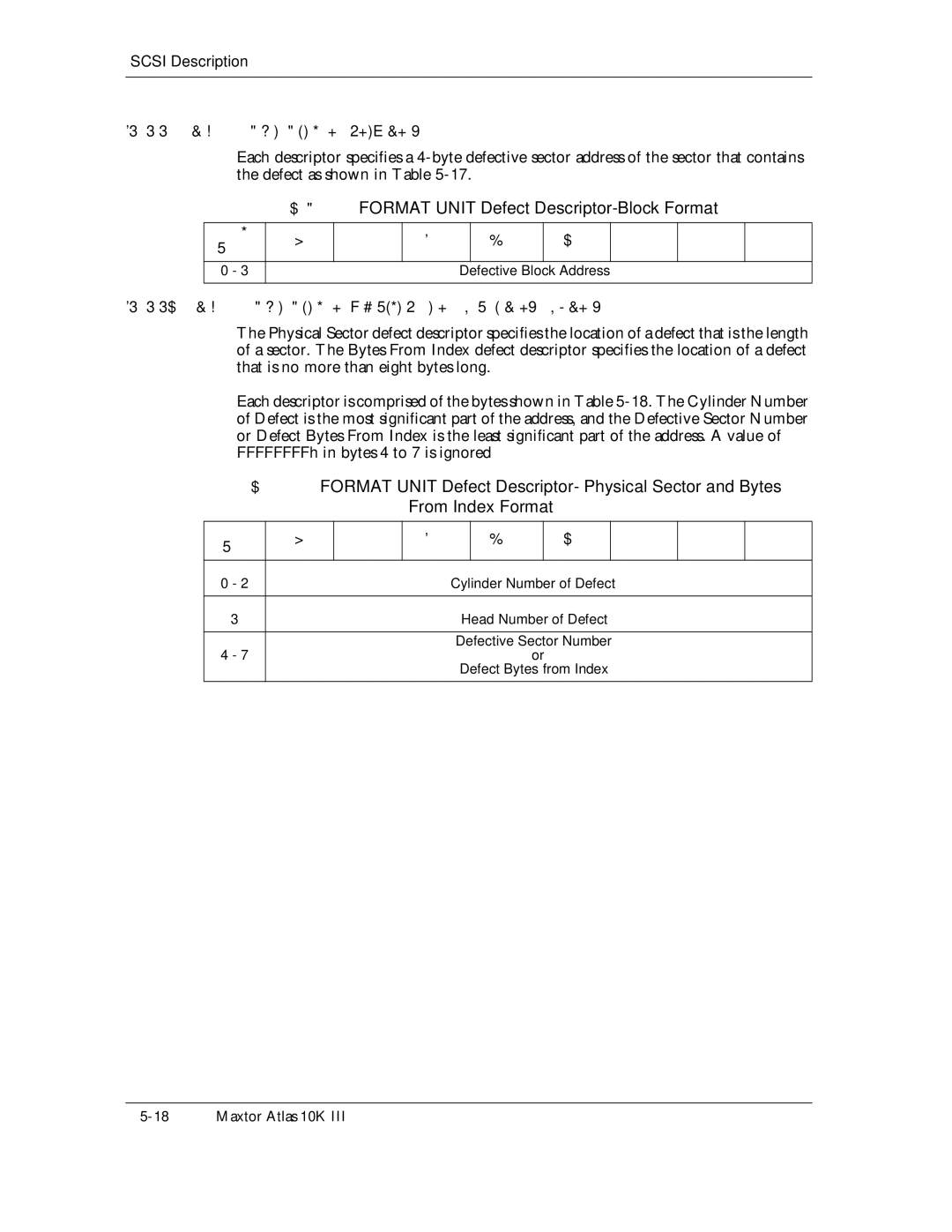 Maxtor 10K III manual $KVTable, Defect as shown in Table, Format Unit Defect Descriptor-Block Format 