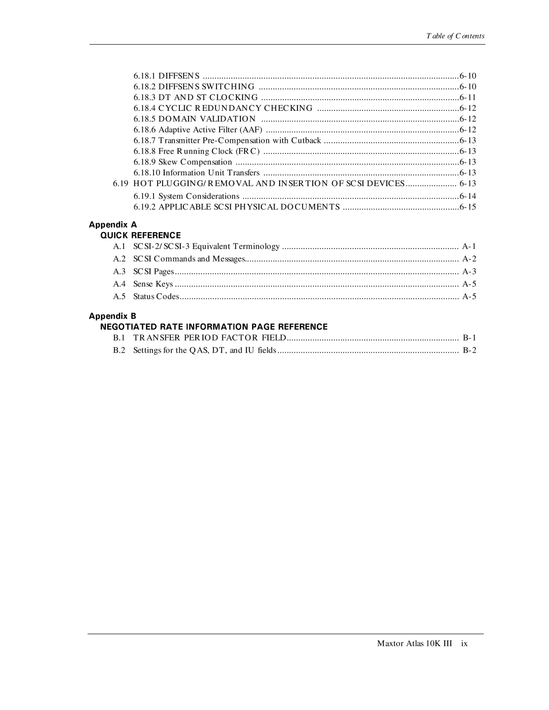 Maxtor 10K III manual HOT PLUGGING/REMOVAL and Insertion of Scsi Devices 