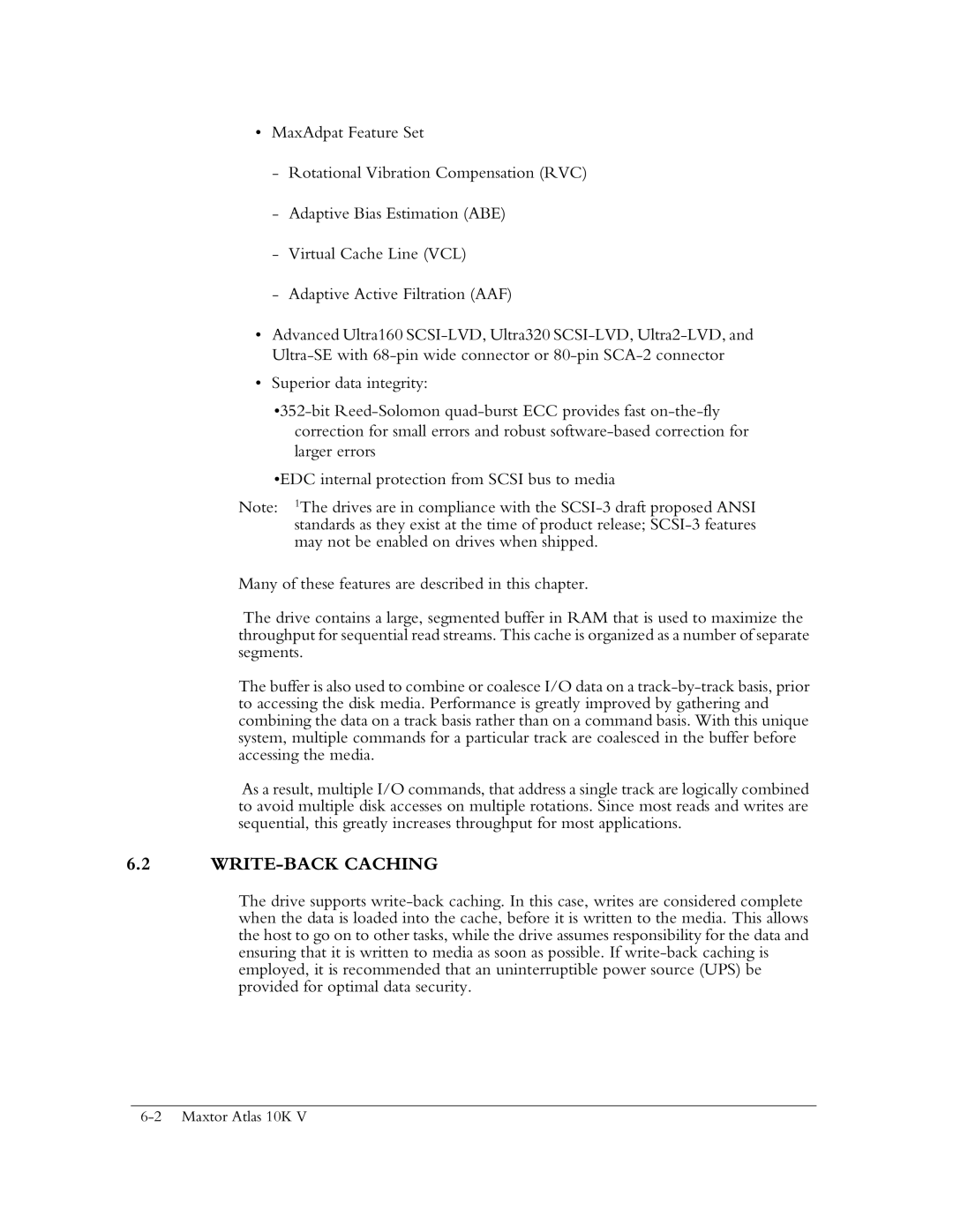 Maxtor 10K V manual WRITE-BACK Caching 