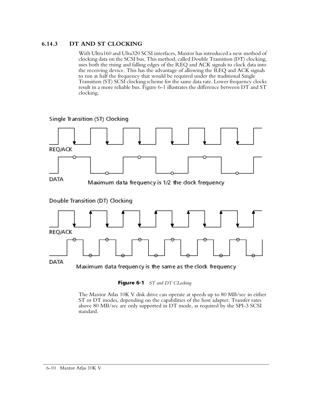 Maxtor 10K V manual DT and ST Clocking, 1ST and DT CLocking 