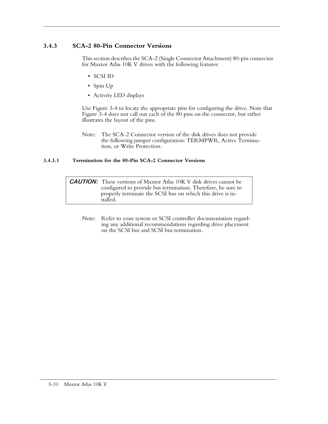 Maxtor 10K V manual SCA-2 80-Pin Connector Versions 