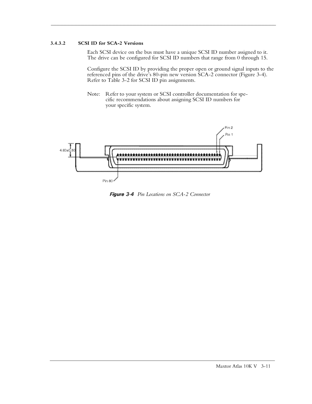 Maxtor 10K V manual 4Pin Locations on SCA-2 Connector 