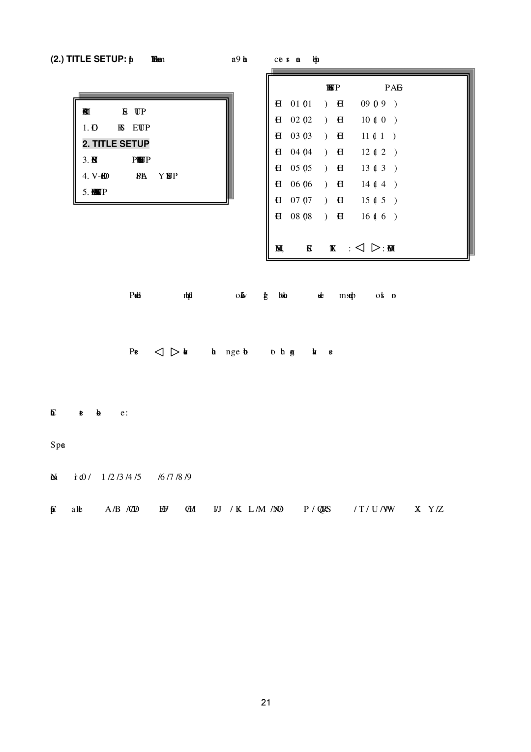 Maxtor 16 Channel Digital Video Recorder user manual Title Setup, MENU, ESC Exit Modify 