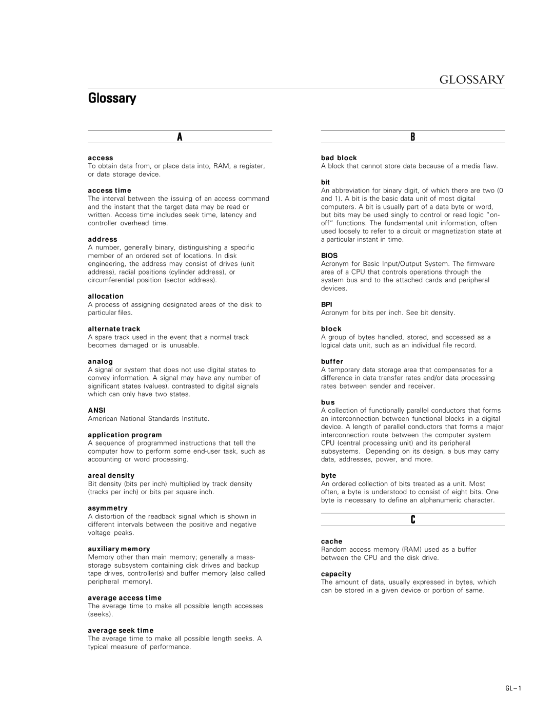 Maxtor 2B010H1, 2B015H1, 2B020H1 manual Glossary 