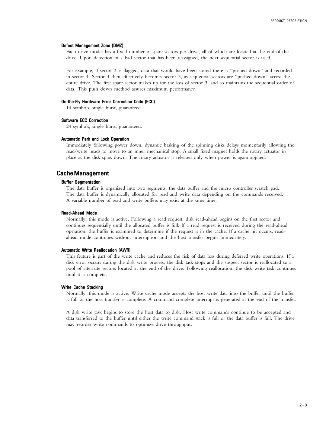 Maxtor 2R015H1, 2R010H1 specifications CacheManagement 