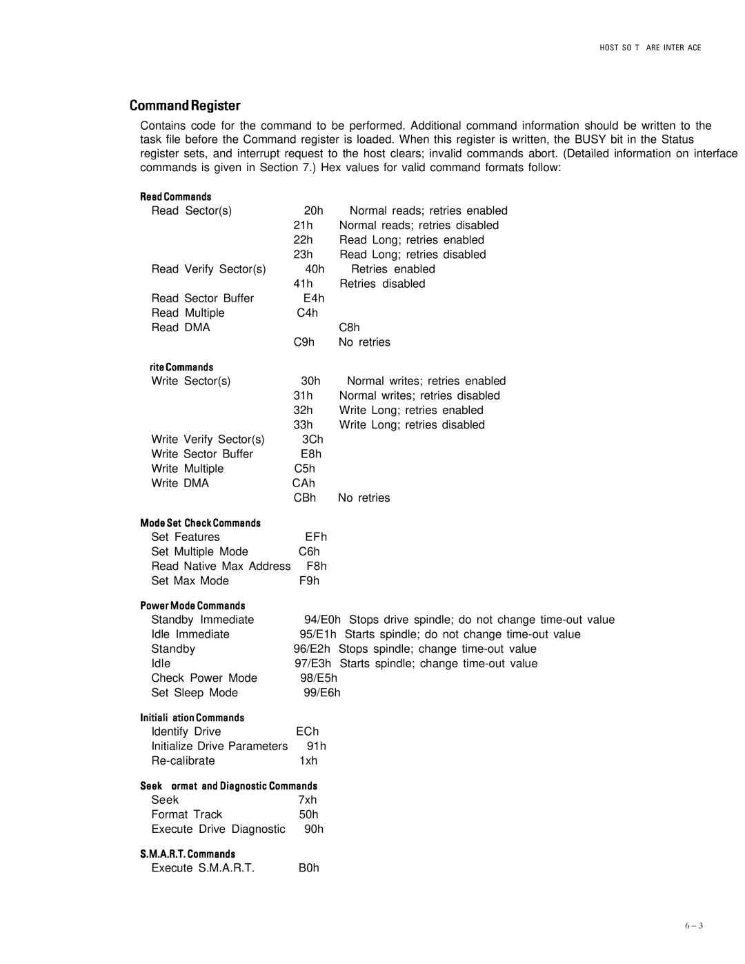 Maxtor 2R010H1, 2R015H1 specifications CommandRegister, Seek, Format, and Diagnostic Commands 