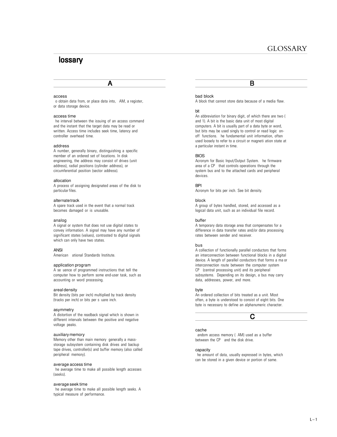 Maxtor 2R015H1, 2R010H1 specifications Glossary 