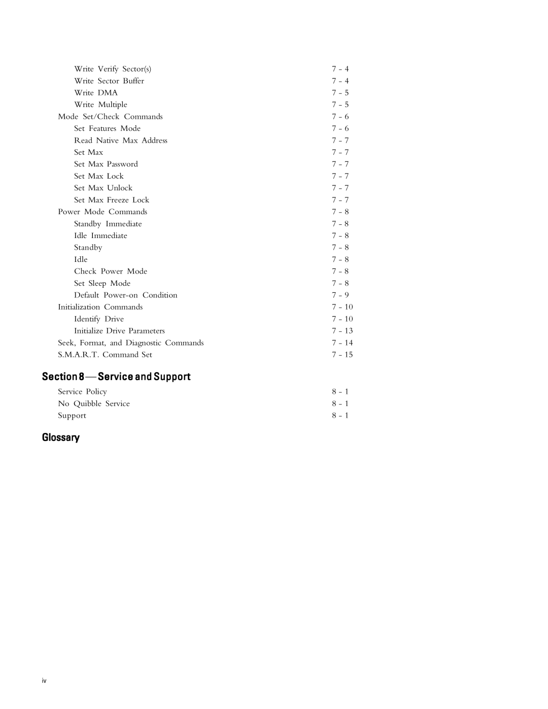 Maxtor 2R015H1, 2R010H1 specifications Service and Support, Glossary 