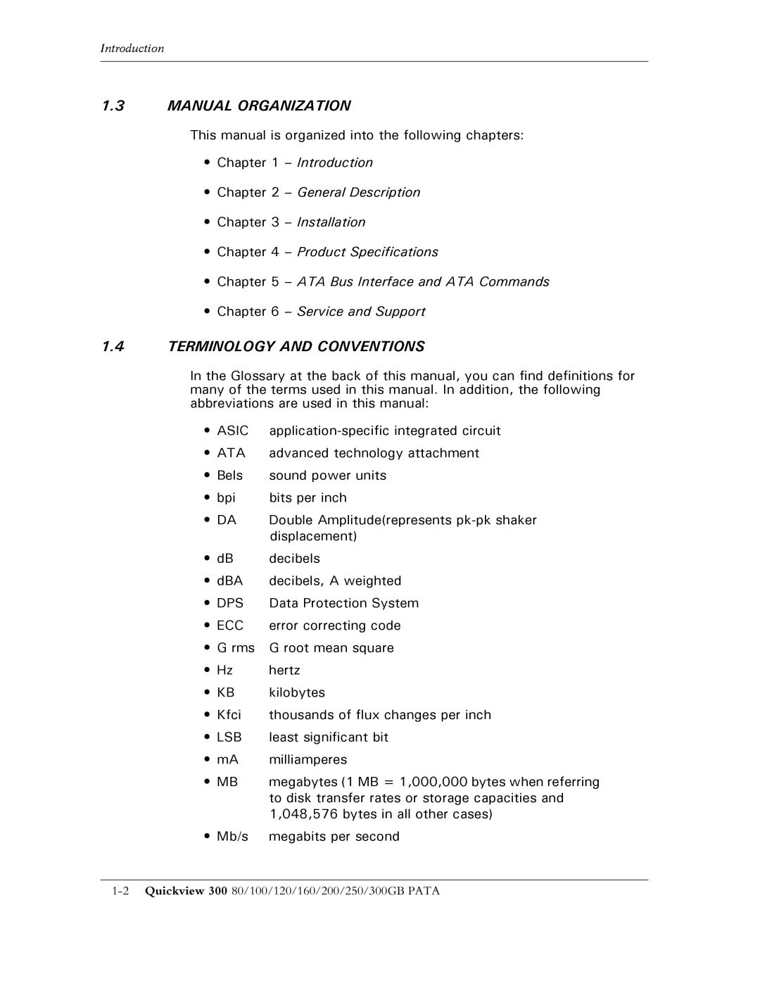 Maxtor 300 manual Manual Organization, Terminology and Conventions 