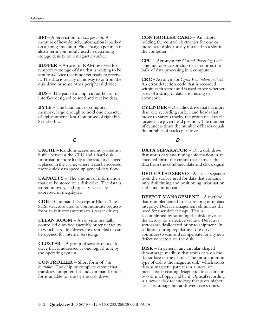 Maxtor 300 manual Glossary 