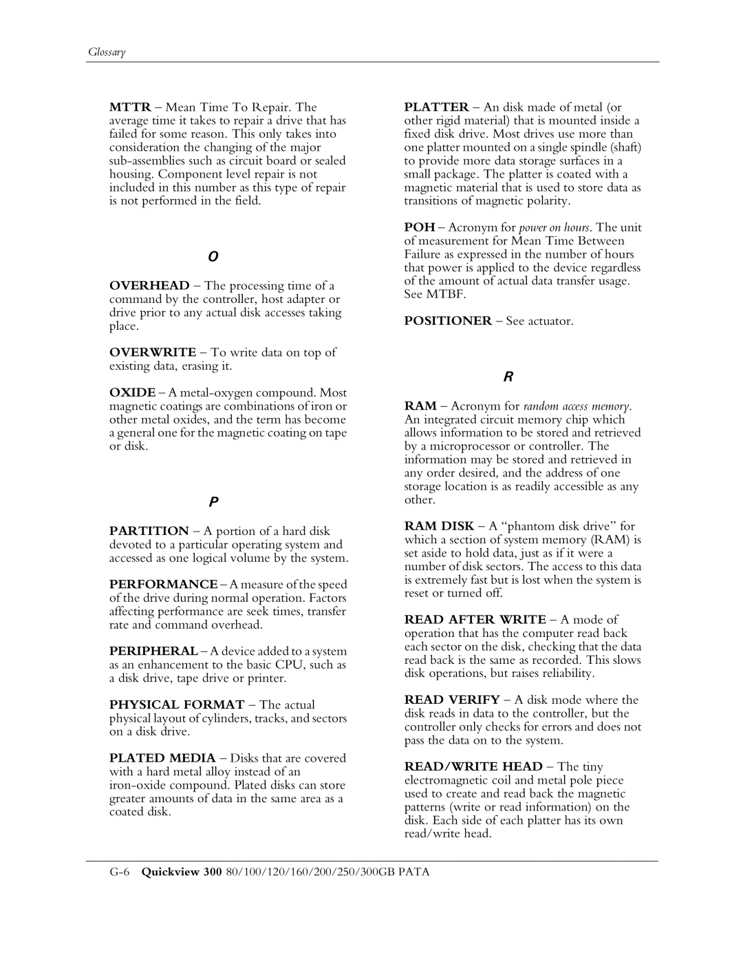 Maxtor 300 manual Glossary 