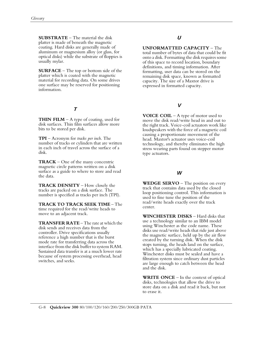 Maxtor 300 manual Glossary 