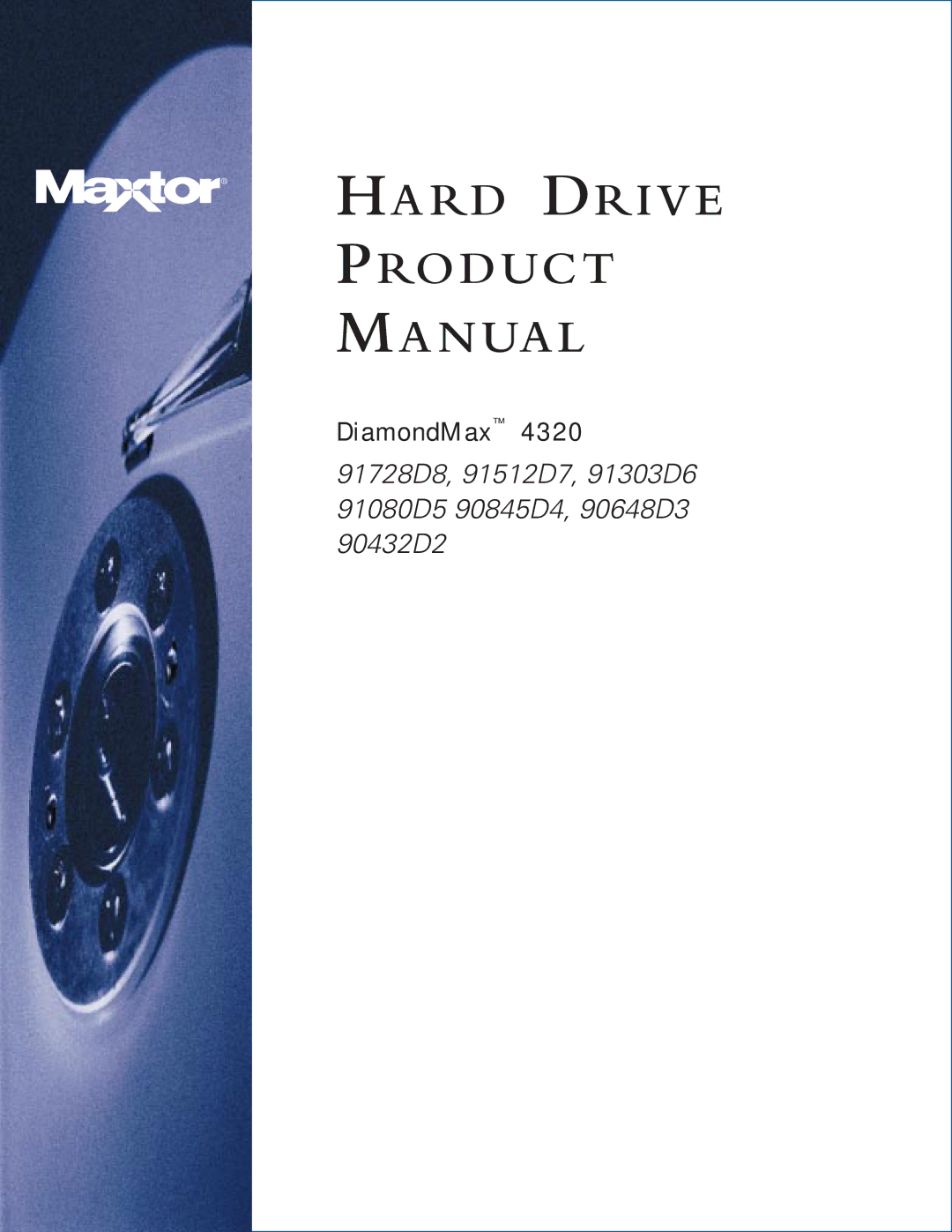 Maxtor 4320 manual HA RD Drive Produc T MA Nual 