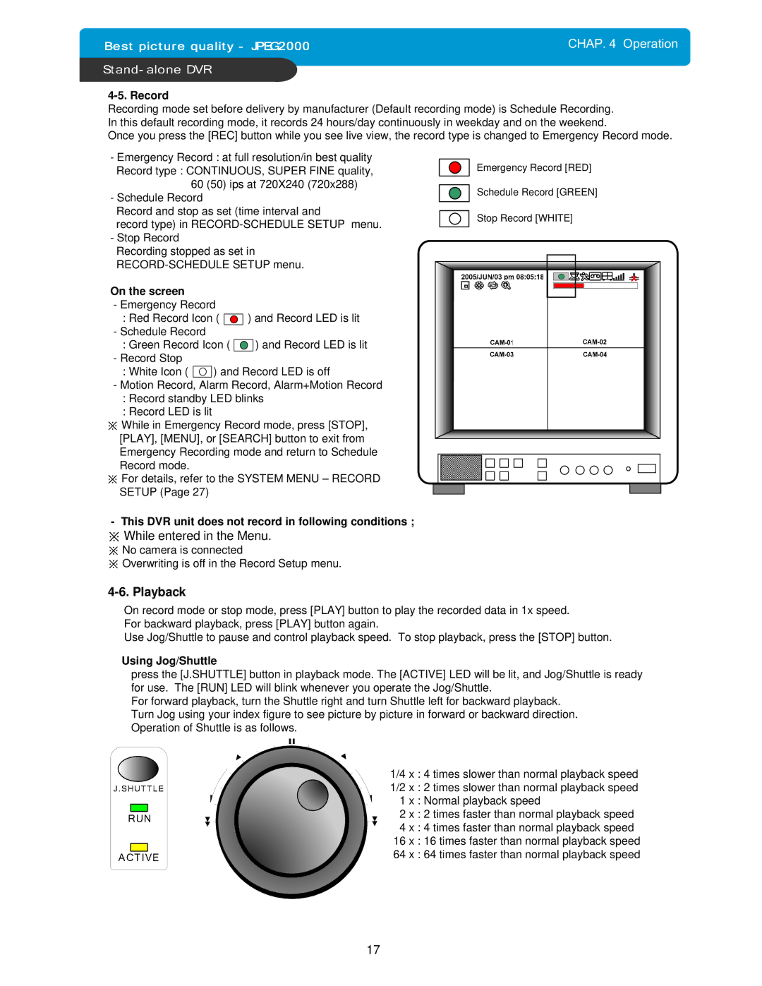 Maxtor 4Channel Stand-alone DVMR manual ※ While entered in the Menu 