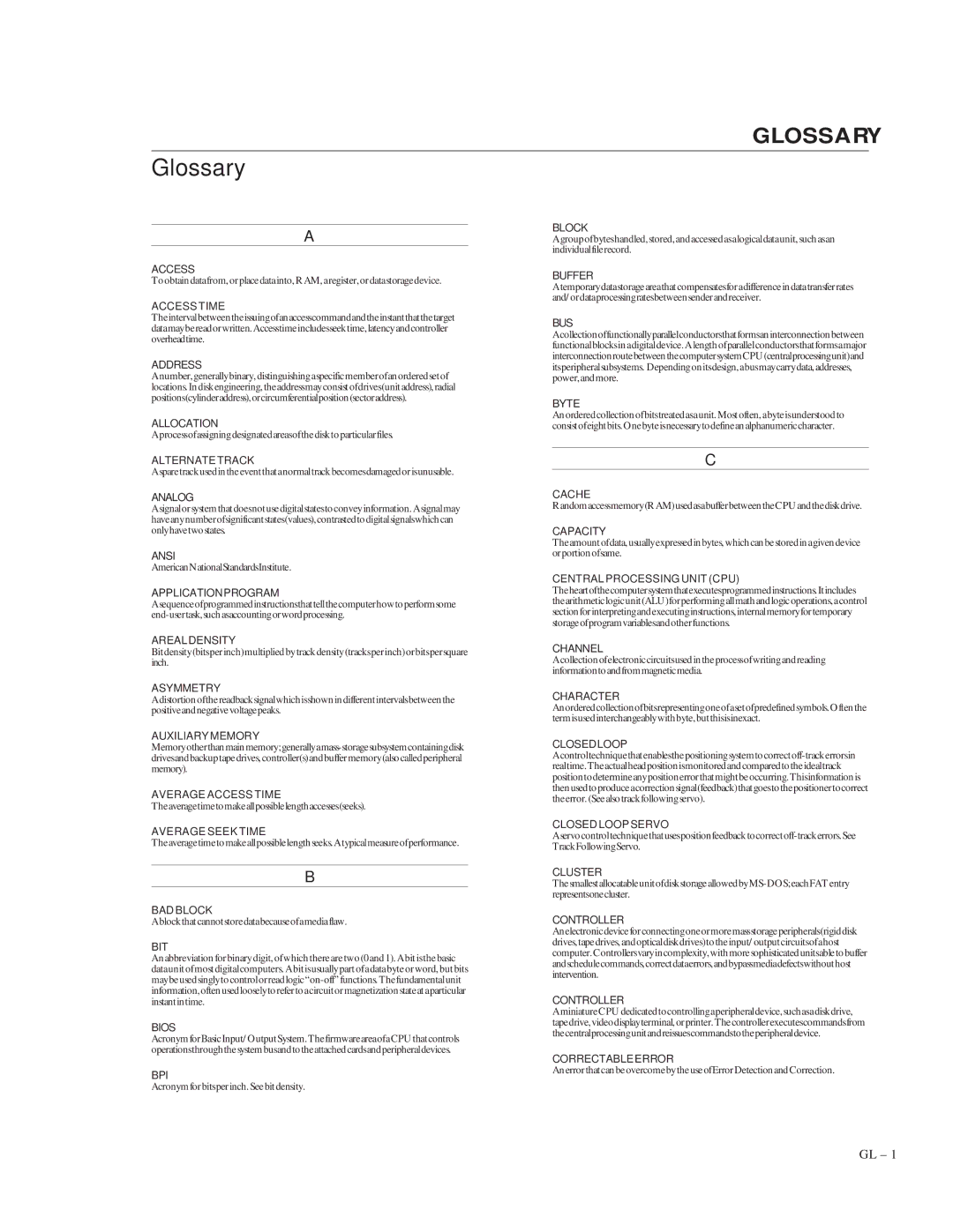 Maxtor 5120 manual Glossary, Access Time 