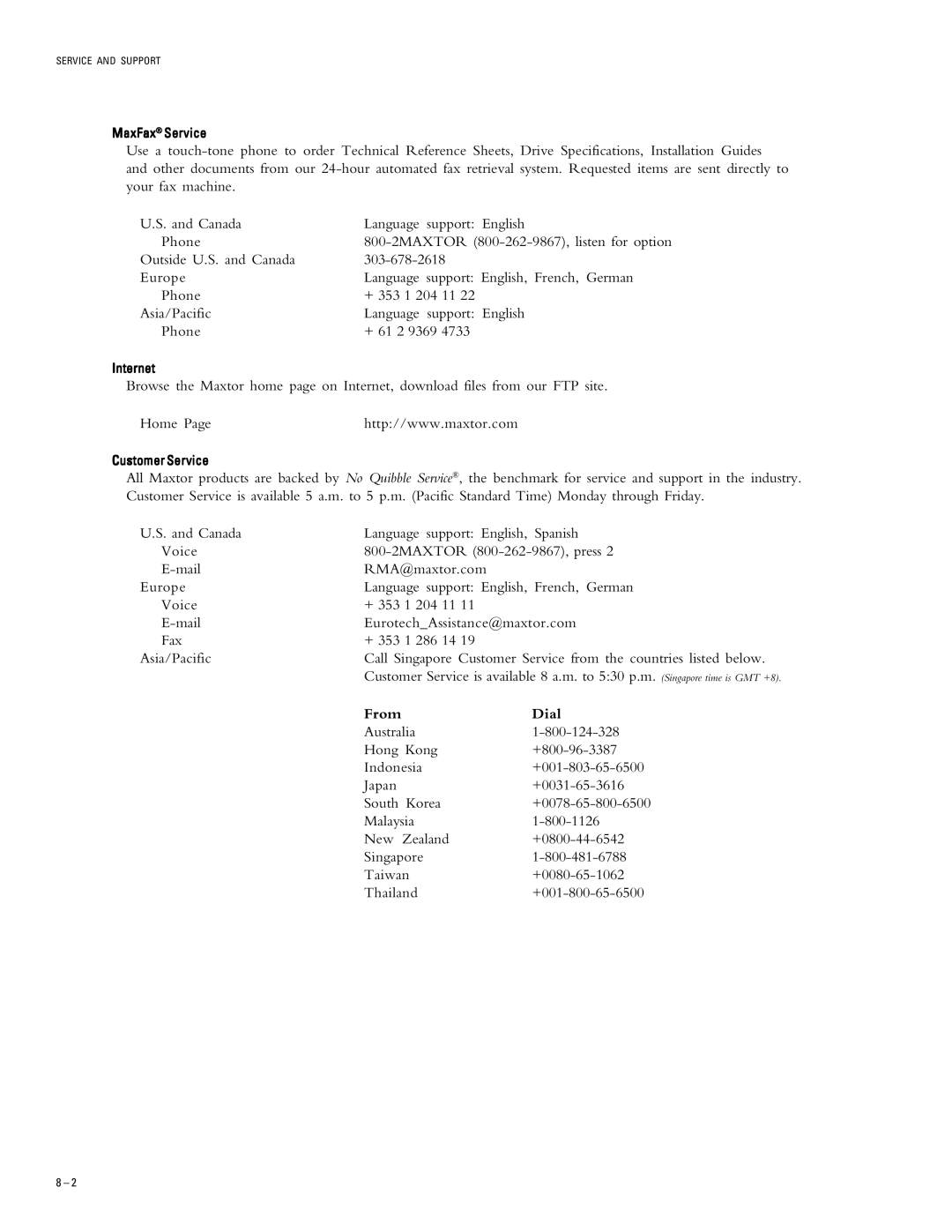 Maxtor 53073H4, 51536H2, 52049H3, 546106 specifications From Dial 