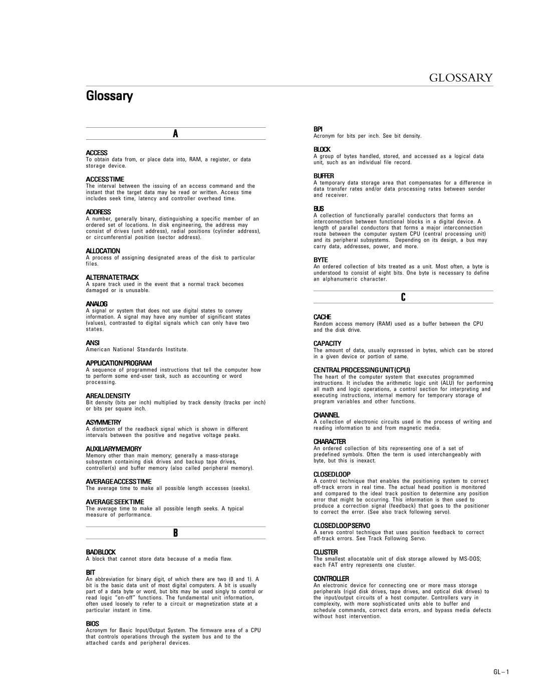 Maxtor 546106, 51536H2, 52049H3, 53073H4 specifications Glossary, Accesstime 