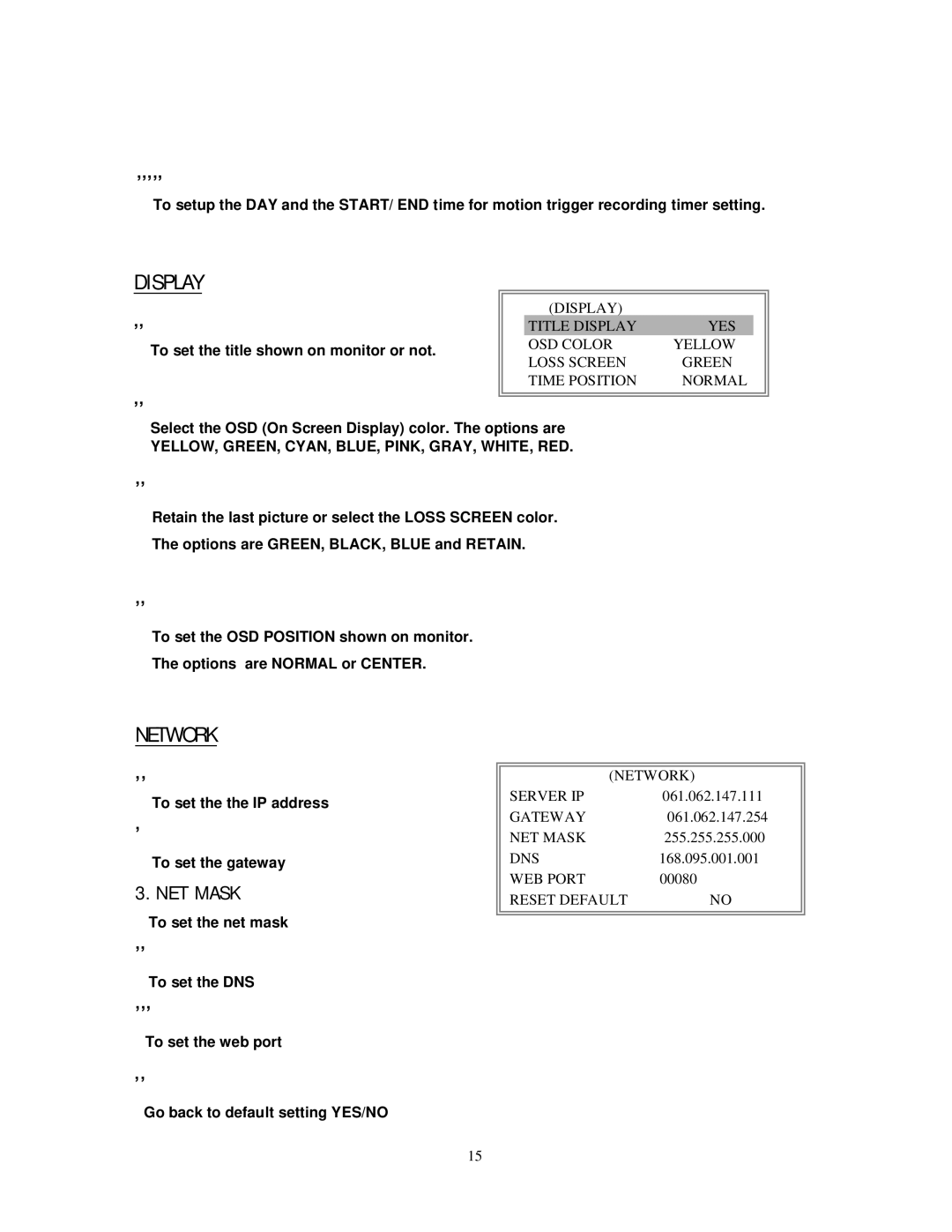 Maxtor 773W V1.0 user manual Display, Network 