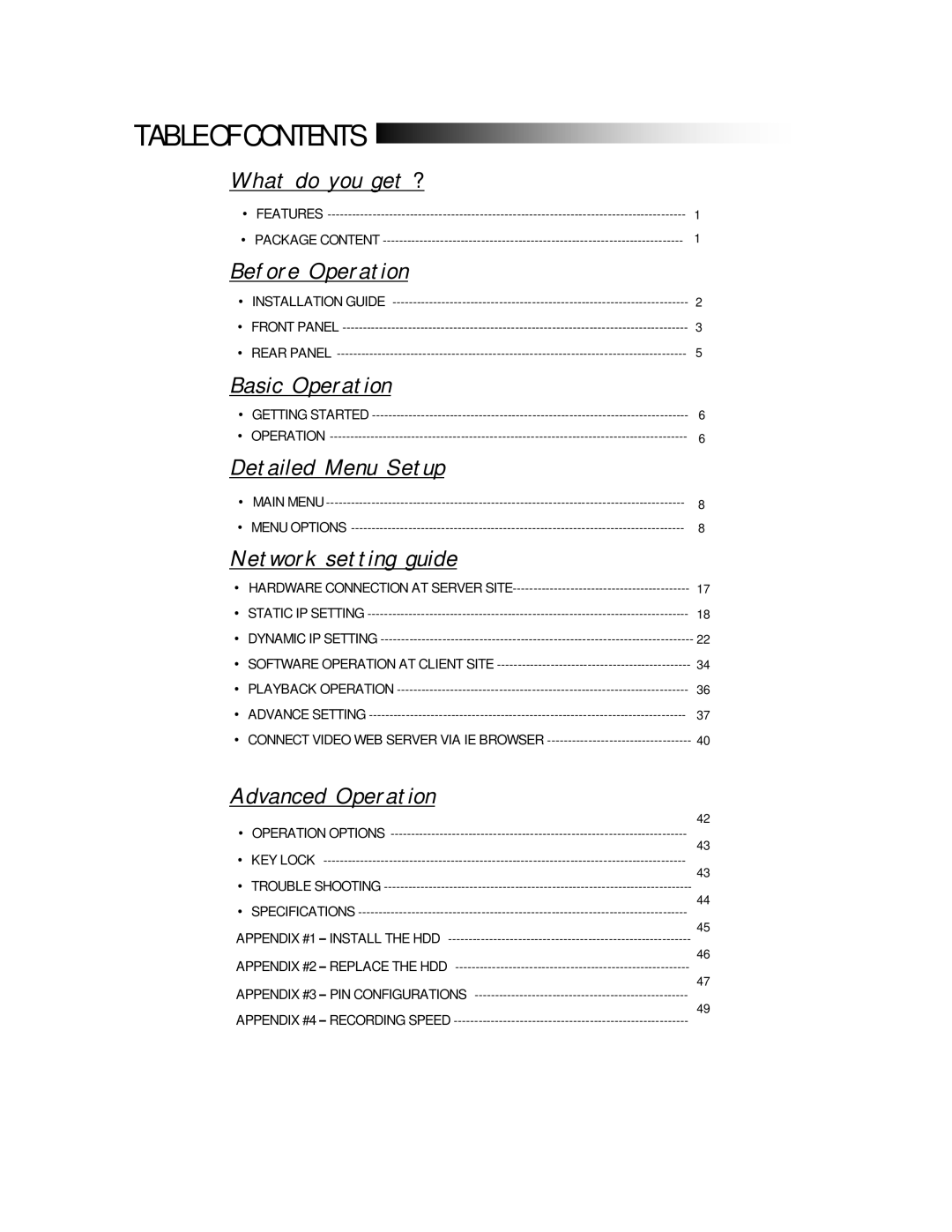 Maxtor 773W V1.0 user manual Table of Contents 