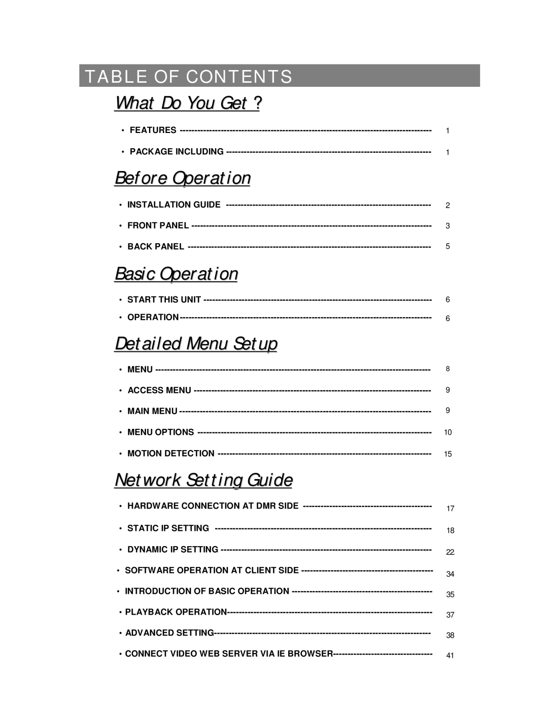 Maxtor 777 W V1.0 user manual Table of Contents, Network Setting Guide 