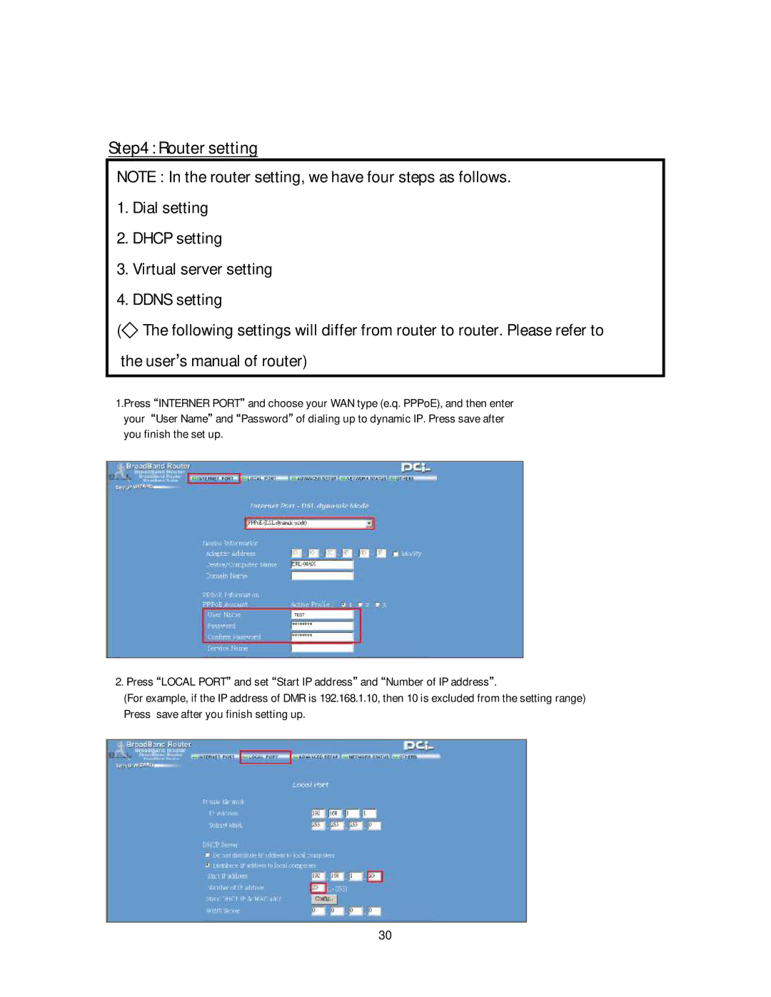 Maxtor 777 W V1.0 user manual Router setting 