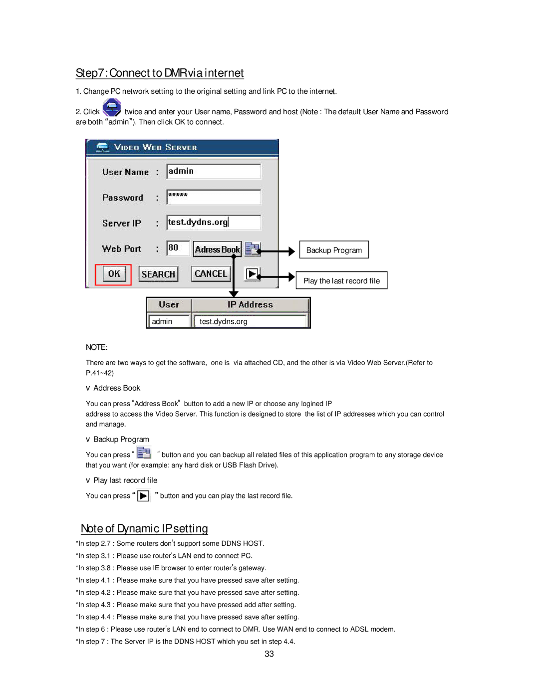 Maxtor 777 W V1.0 user manual Connect to DMR via internet, VAddress Book 