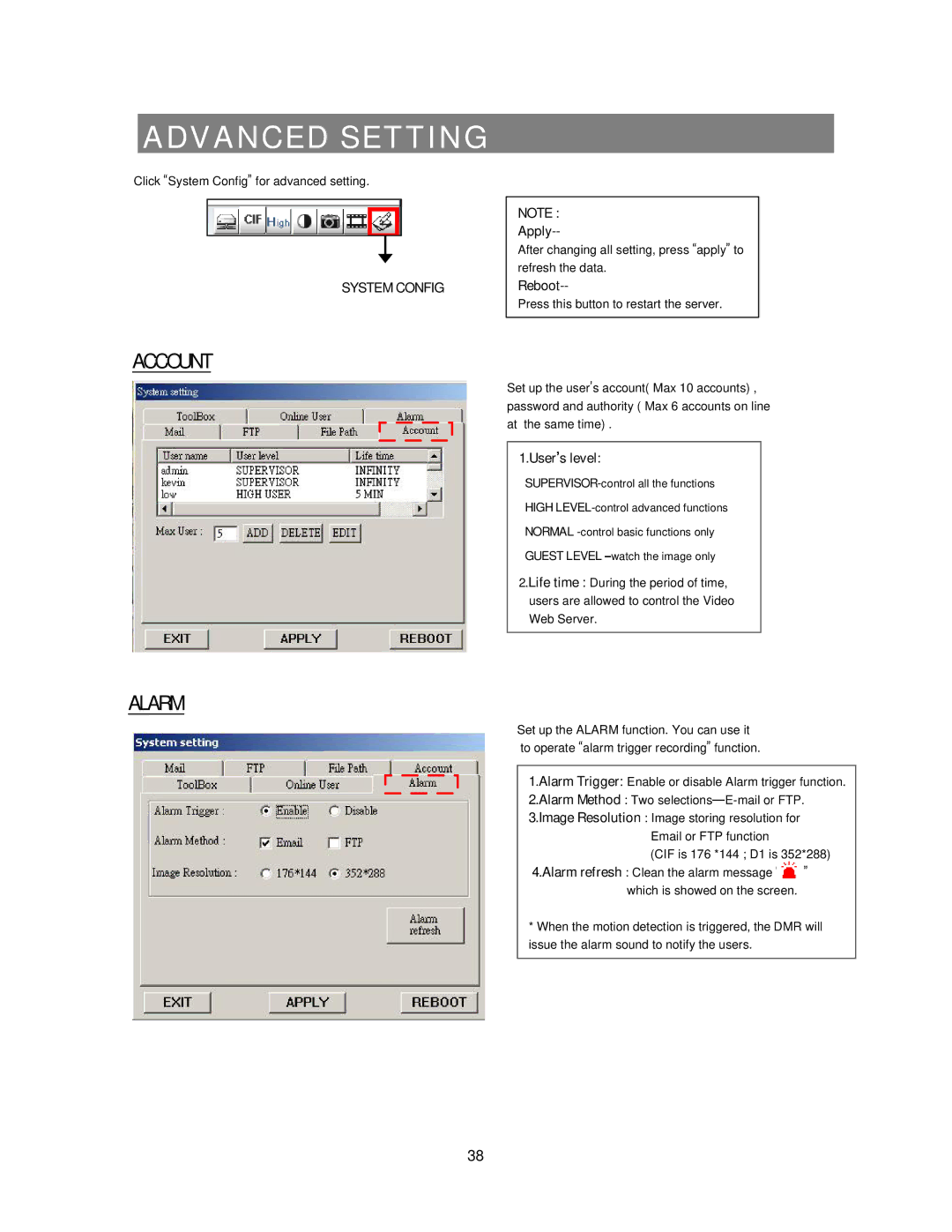 Maxtor 777 W V1.0 user manual Advanced Setting, System Config 