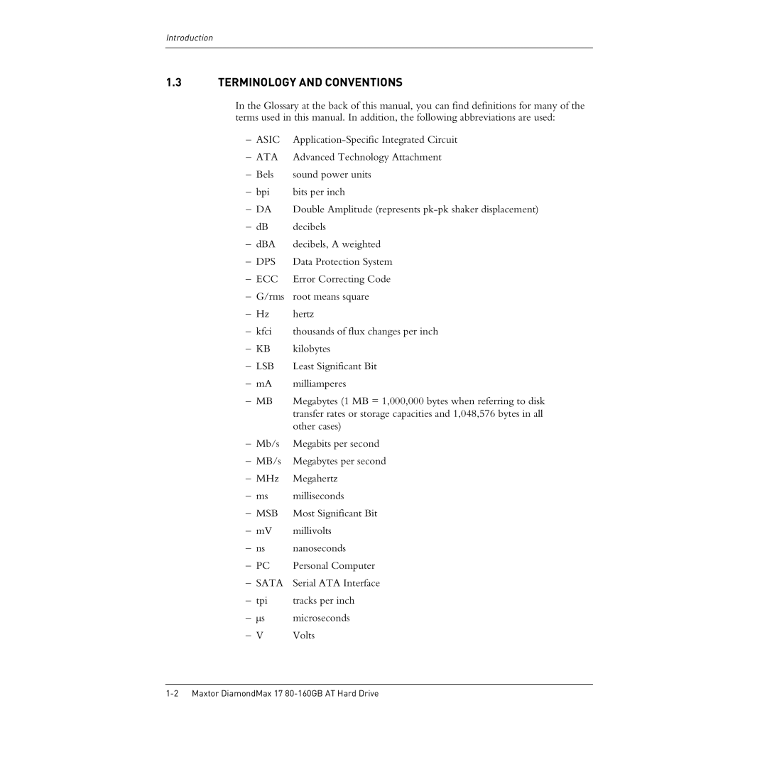 Maxtor 80-160GB manual Terminology and Conventions, Ata 