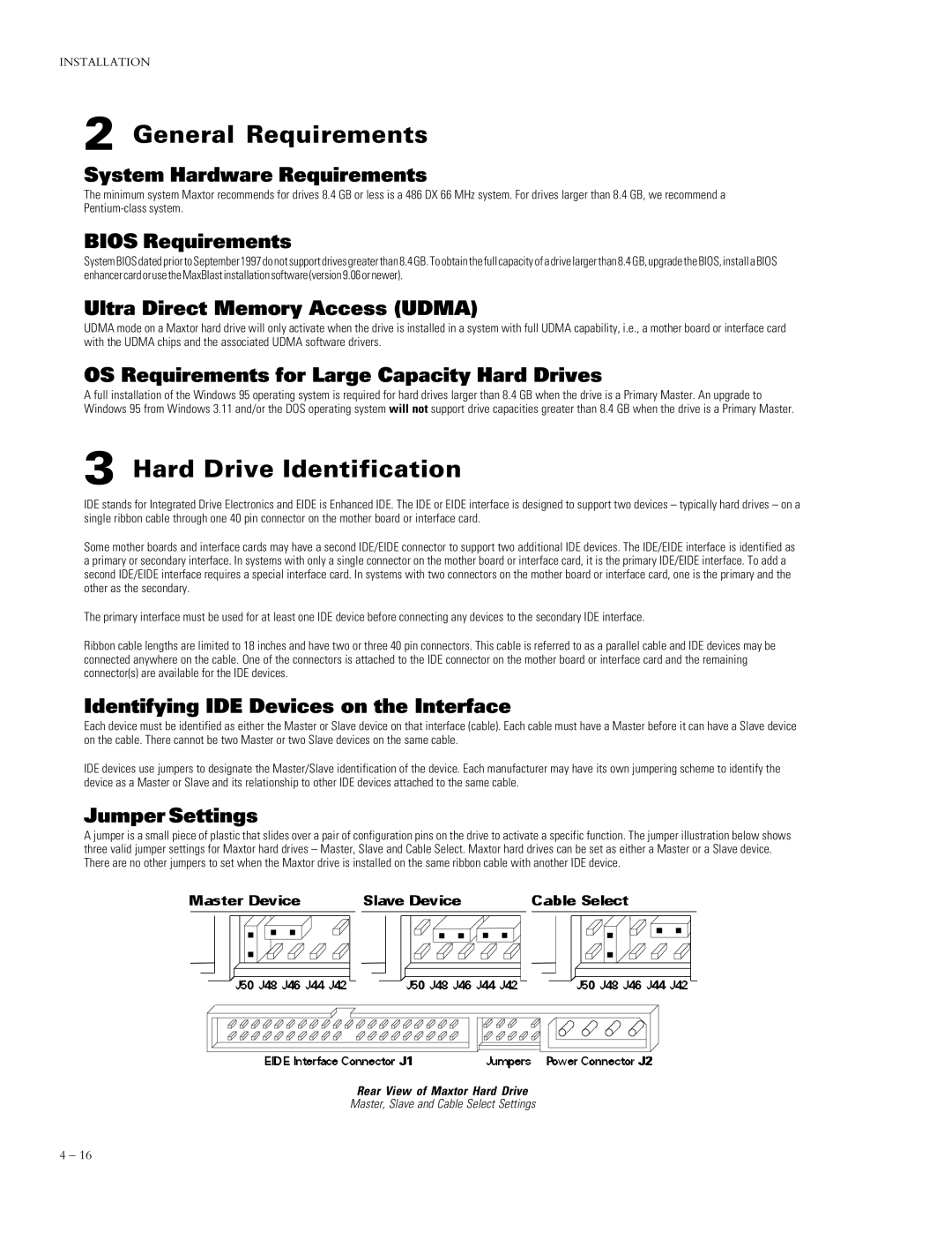 Maxtor 91536D6, 91024D4, 90750D3, 91280D5, 91792D7, 92048D8 manual General Requirements 