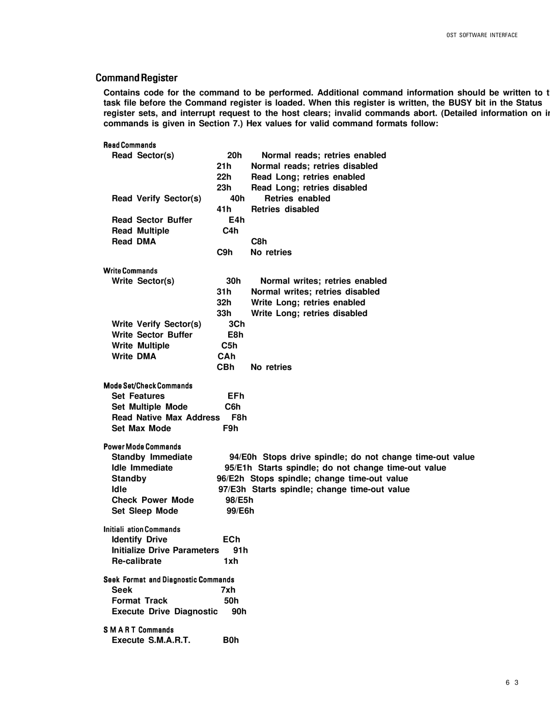 Maxtor 98196H8, 96147H6 specifications CommandRegister 