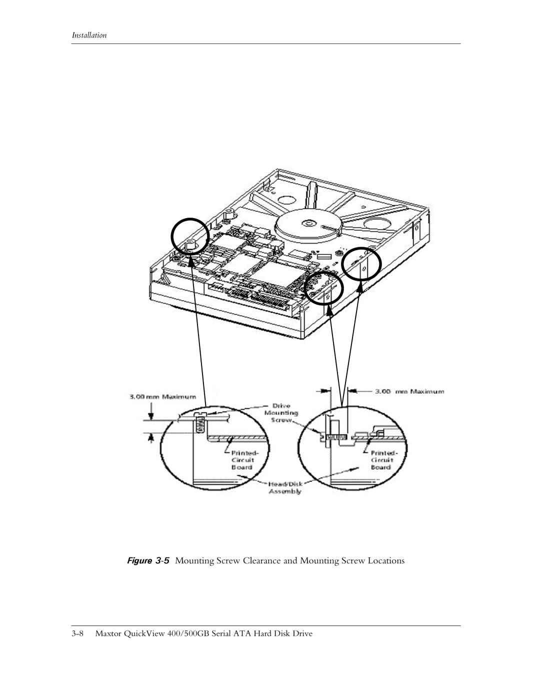 Maxtor ATA manual 5Mounting Screw Clearance and Mounting Screw Locations 