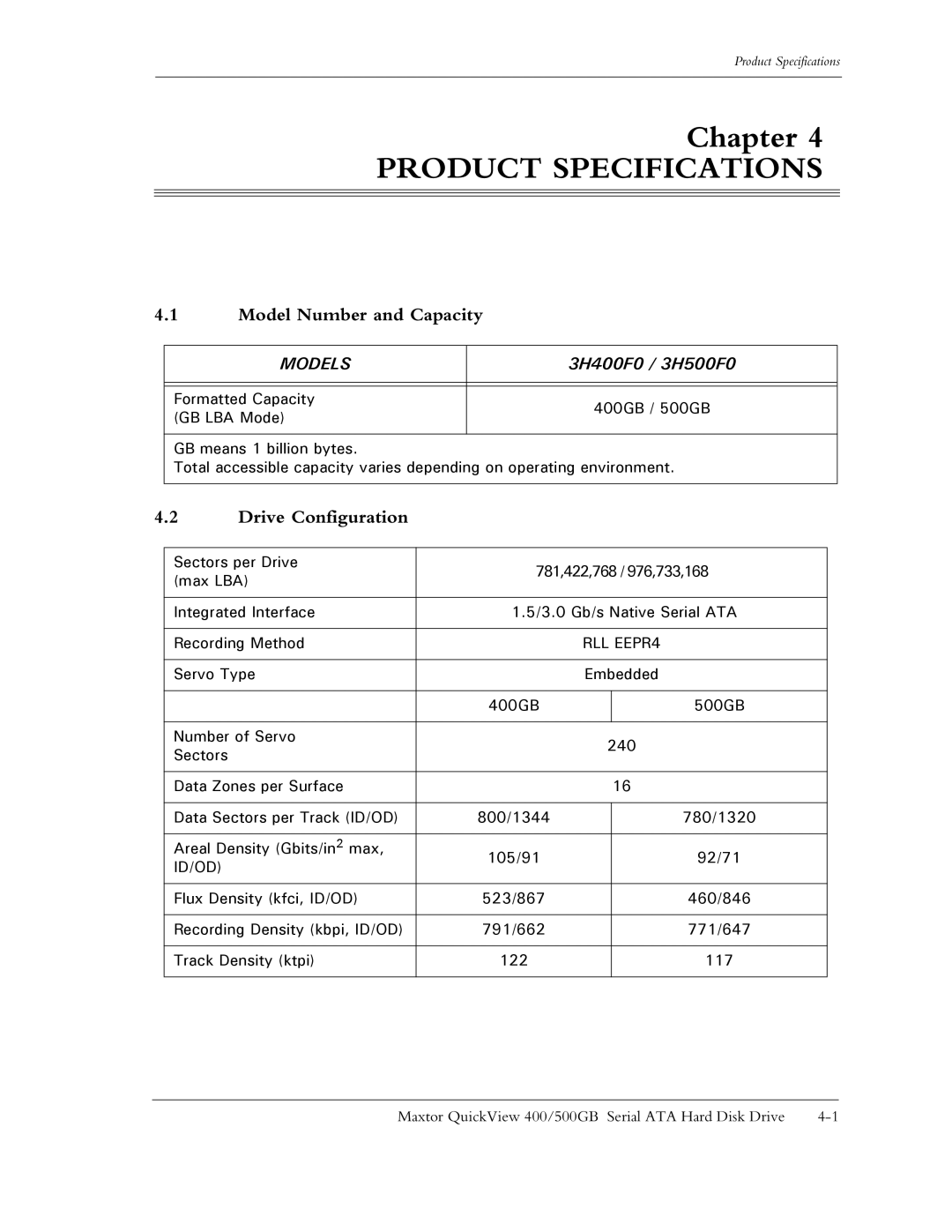 Maxtor ATA manual Model Number and Capacity, Drive Configuration 