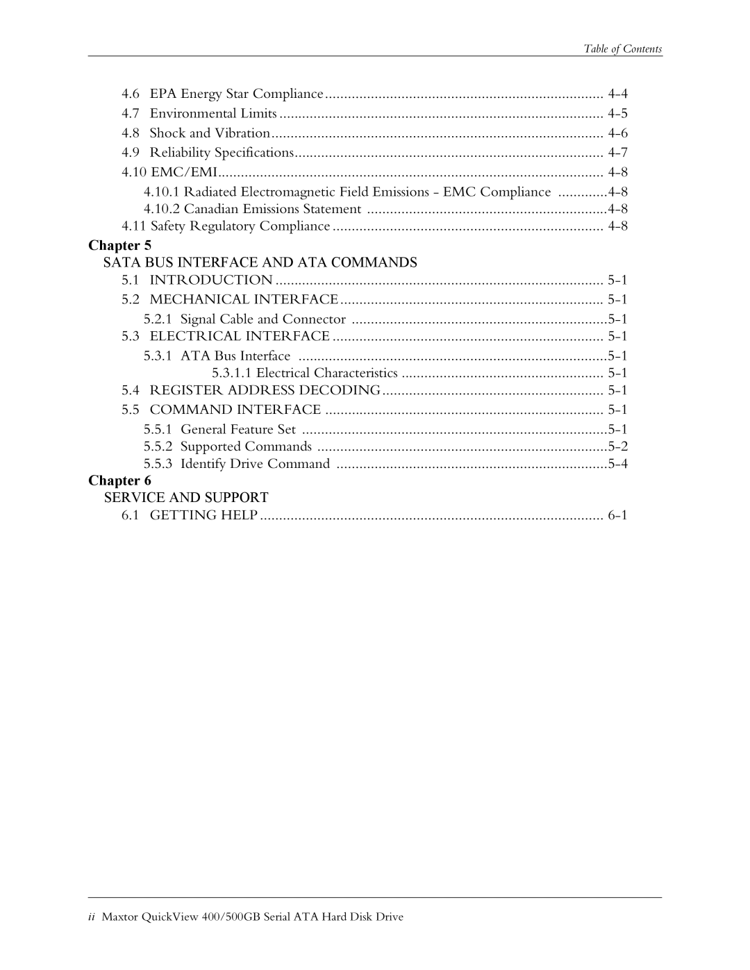 Maxtor manual Sata BUS Interface and ATA Commands Introduction 