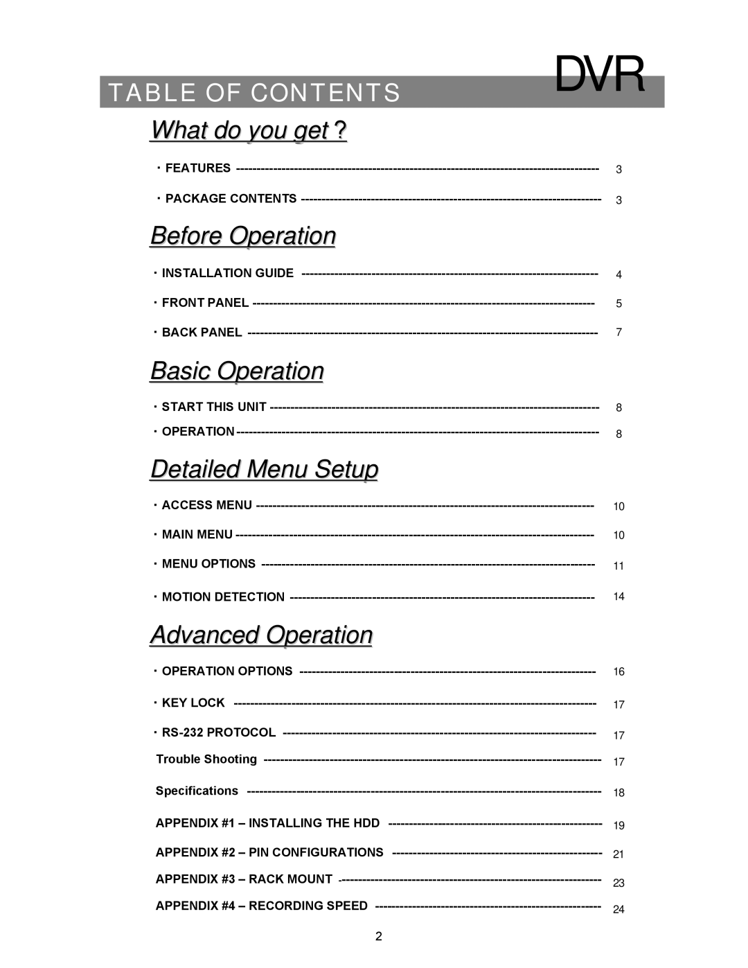 Maxtor CDR-04S manual Table of Contents, Advanced Operation 