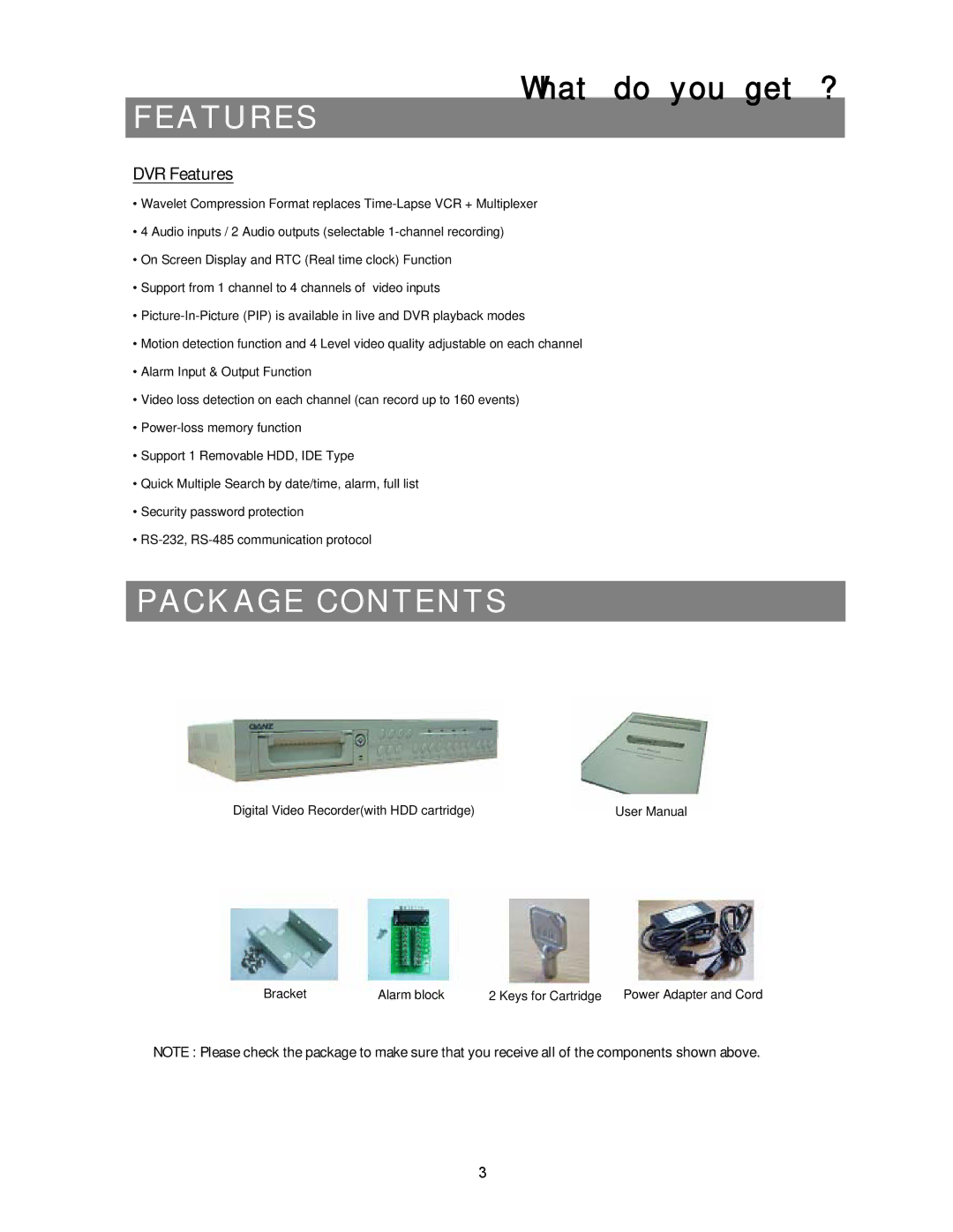 Maxtor CDR-04S manual Features, What do you get ?, Package Contents 